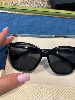 Jimmy Choo Black Cat-Eye Sunglasses with Dark Lenses